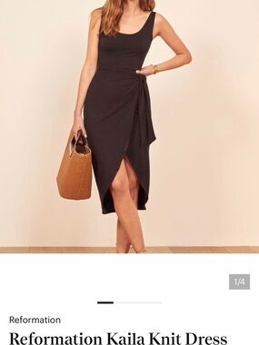 Reformation Fun Black Tank Wrap Dress